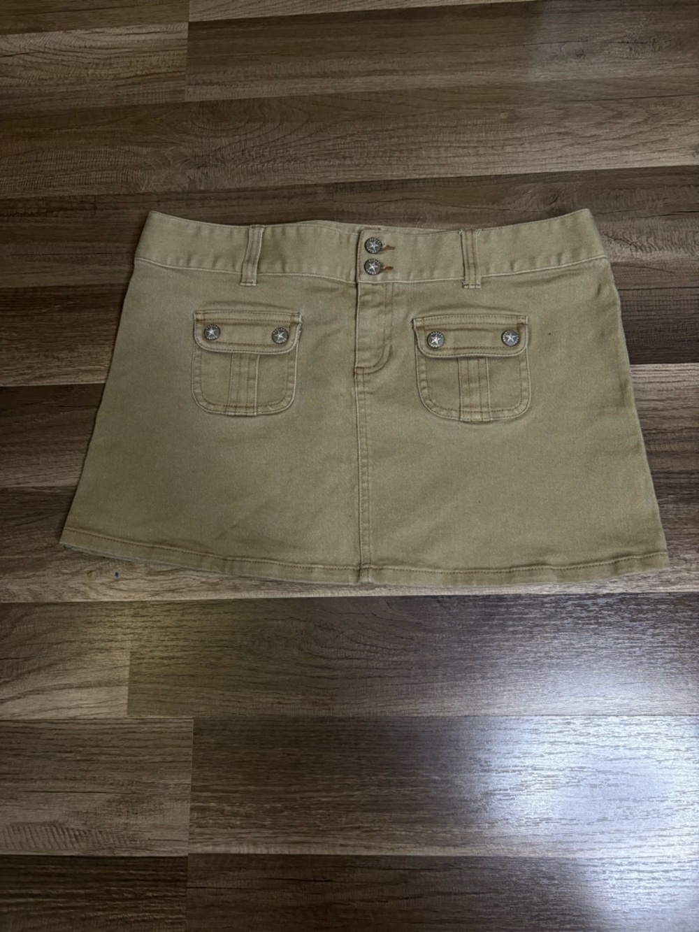 Hurley Beige Twill A-Line Mini Skirt with Pockets Stretch Women's Juniors Size 7